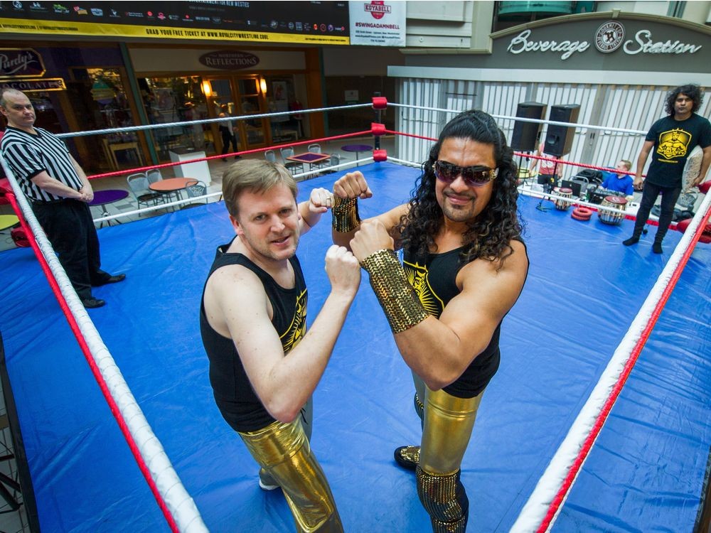 Mayor Jonathan Coté (Johnny X) and Prince (Mr. India) training for the Royal City Rumble